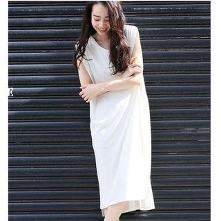 Plain V-neck Tank Dress