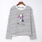 Long-sleeve Printed Striped T-shirt