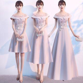 Floral Bridesmaid A-line Dress / Evening Gown