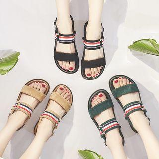 Striped Panel Platform Sandals