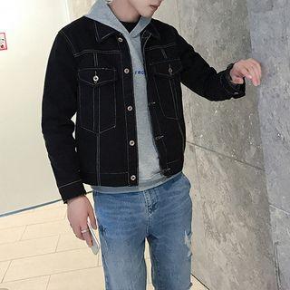 Contrast Stitching Cropped Denim Jacket