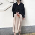 Plain Shirt / Pleated Midi Skirt