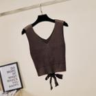V-neck Bow Accent Tank Top