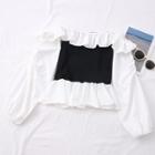 Details Boatneck Ruffled Crop Top White - One Size