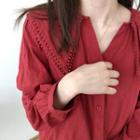 Double Collared Long-sleeve Blouse