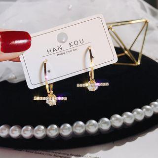 Rhinestone Hoop & Bar Dangle Earring