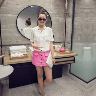 Short-sleeve Half-placket Shirt
