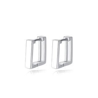 Sterling Silver Simple Fashion Geometric Square Earrings Silver - One Size