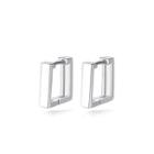 Sterling Silver Simple Fashion Geometric Square Earrings Silver - One Size