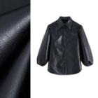 3/4 Sleeve Faux Leather Shirt