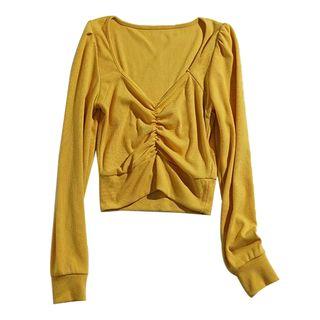 V-neck Ruched Long-sleeve Top