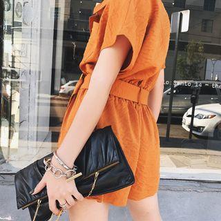Short-sleeve Playsuit With Belt