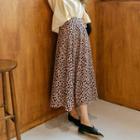 Plus Size Leopard Long Flare Skirt