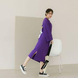 Slit-hem Printed T-shirtdress