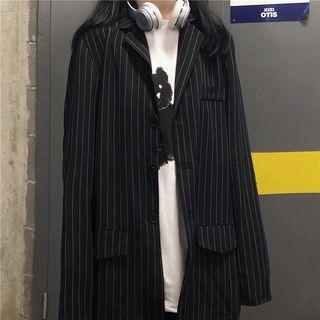 Striped Blazer Vertical Stripe - Black - One Size