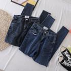 High-waist Fray-trim Cropped Jeans