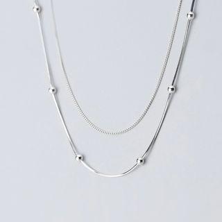 925 Sterling Silver Layered Necklace S925 Silver - Silver - One Size