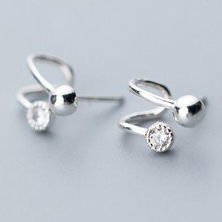 925 Sterling Silver Rhinestone Layered Earring