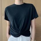 Asymmetrical Plain T-shirt Black - One Size