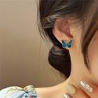 Butterfly Alloy Earring 1 Pair - Stud Earring - Blue - One Size