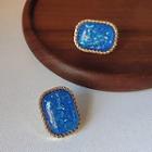 Rectangle Resin Alloy Earring 1 Pair - A90 - Gold Trim - Blue - One Size