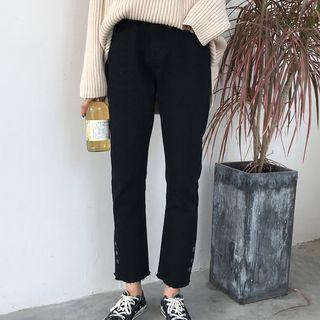 Snap-button Straight Cut Jeans