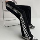 Checkered Panel Wide-leg Pants (various Designs)