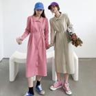 Long-sleeve Knit Midi A-line Shirtdress