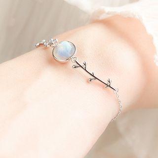 925 Sterling Silver Branches Moonstone Bracelet