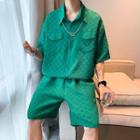 Set: Elbow-sleeve Chained Shirt + Shorts
