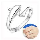 925 Sterling Silver Dolphin Open Ring Silver - One Size