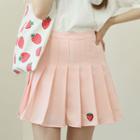 Strawberry Embroidery Tennis Skirt Pink - One Size
