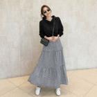 Inset Hoodie Maxi Gingham Tiered Skirt