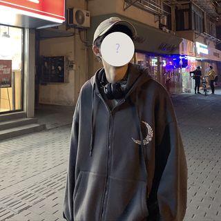 Moon Print Zip Hoodie