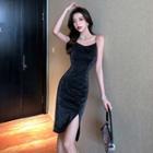 Chain Spaghetti Strap Midi Bodycon Dress