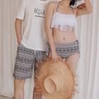 Couple Matching Fringed Bikini Top / Swim Bottom / Cover-up Skirt / Short-sleeve T-shirt / Beach Shorts / Set