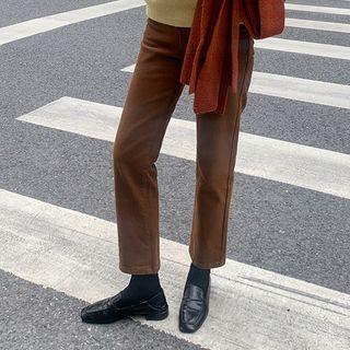 Straight-cut Fleece Lined Pants
