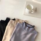 Color Panel Round-neck Knit Long-sleeve Top