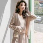 Set: Strappy Midi Dress + Cardigan Almond - One Size