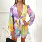 Set: Floral Crop Shirt + Wide Leg Shorts
