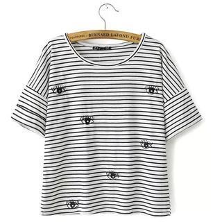 Embroidered Striped T-shirt
