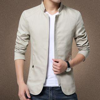 Plain Stand Collar Zip Jacket