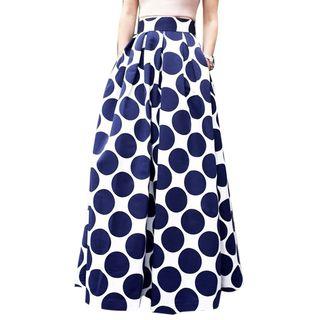 Dotted A-line Maxi Skirt