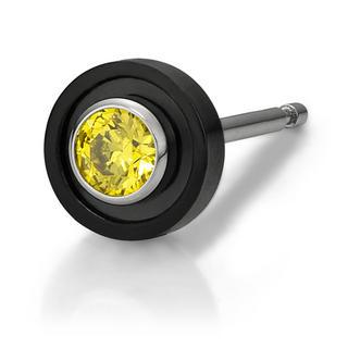 Yellow Crystal Single Earring Ip Black - One Size