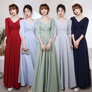 3/4-sleeve A-line Evening Gown (various Designs)