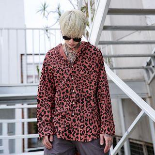 Leopard Pattern Hooded Shirt