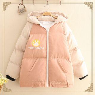 Panda Print Color-block Padded Jacket