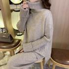 Set: Turtleneck Sweater + Wide Leg Knit Pants