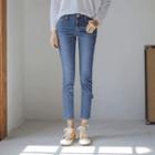 Beribboned Zip-hem Slim-fit Jeans