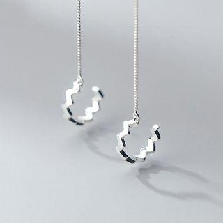 925 Sterling Silver Zigzag Dangle Earring 1 Pair - Silver - One Size
